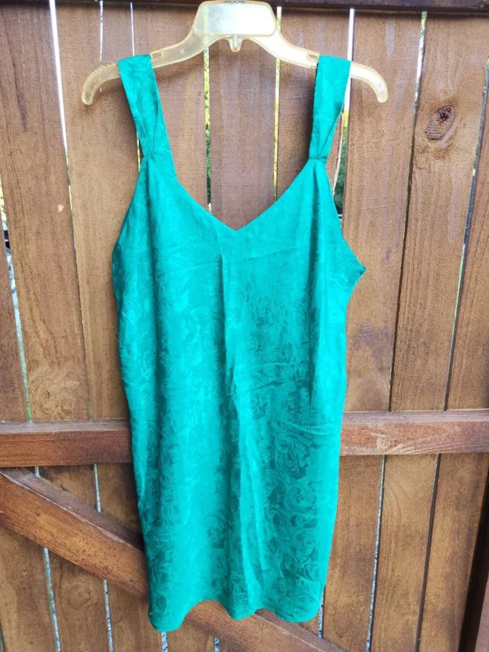 Large Women's Green Nightie Lingerie Rose Print V Neck by Inner Most Sleepwear